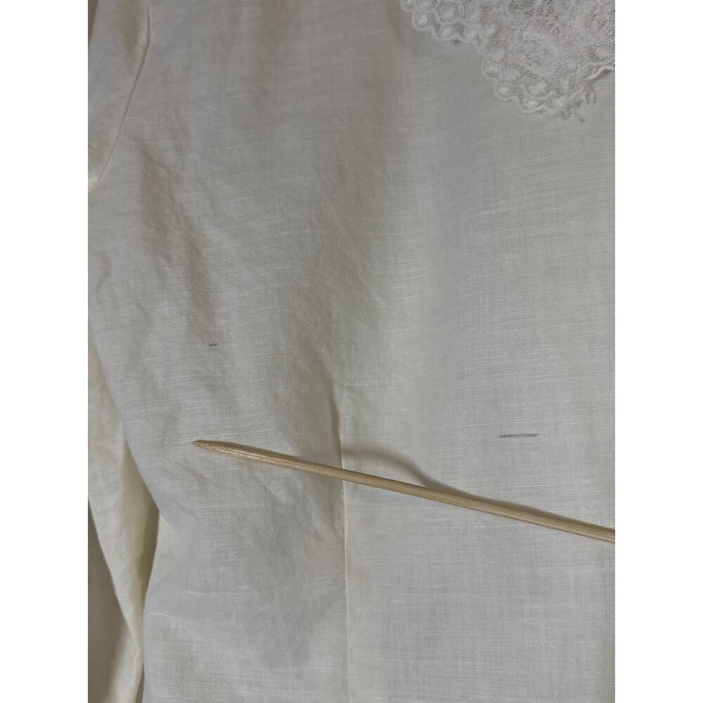 Vintage Cream Blouse Lace Collar Victoria Cottagecore Womens Medium Long Sleeve - Picture 8 of 9